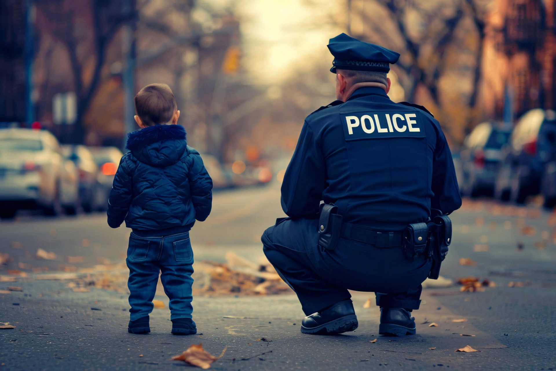 Police officer and boy