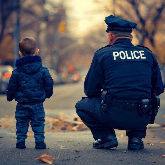 Police officer and boy