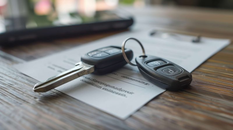 car key and documents