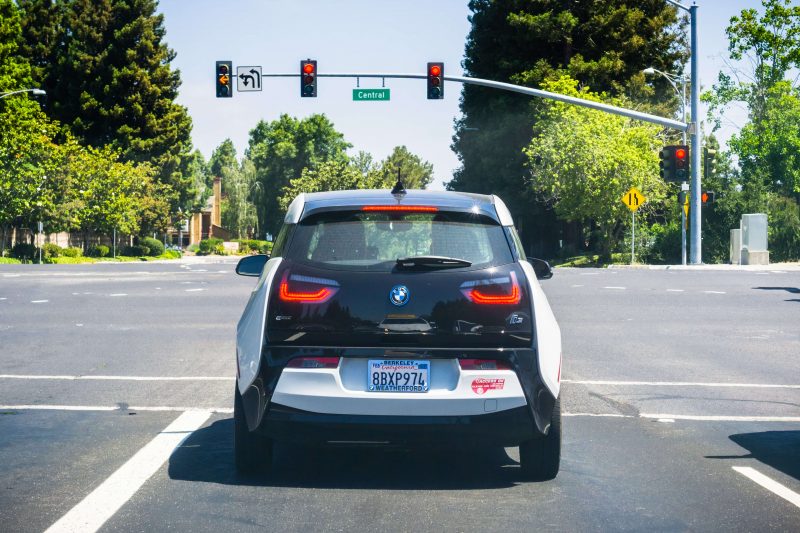 Car stopped at red light