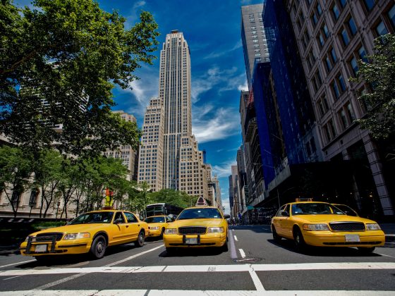 Taxi cabs on a NY street