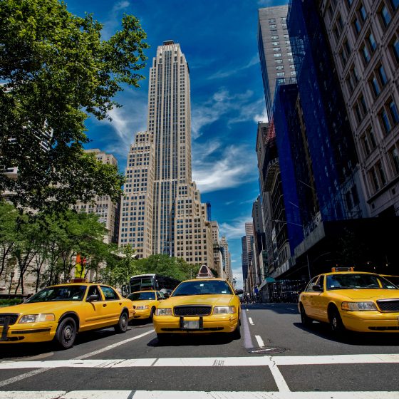 Taxi cabs on a NY street