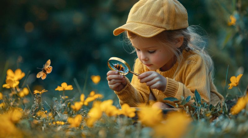 Child learning about nature