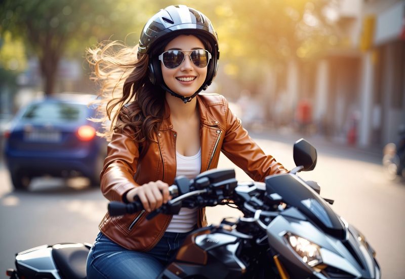 Lady on a motorcycle 