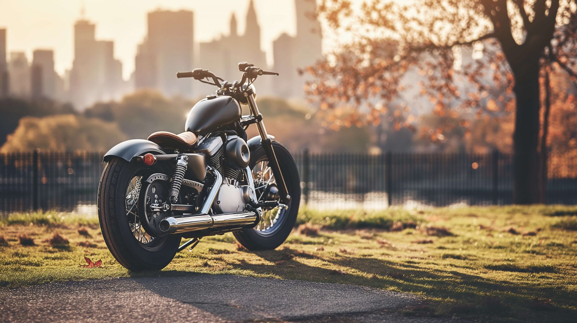 Motorcycle in autumn