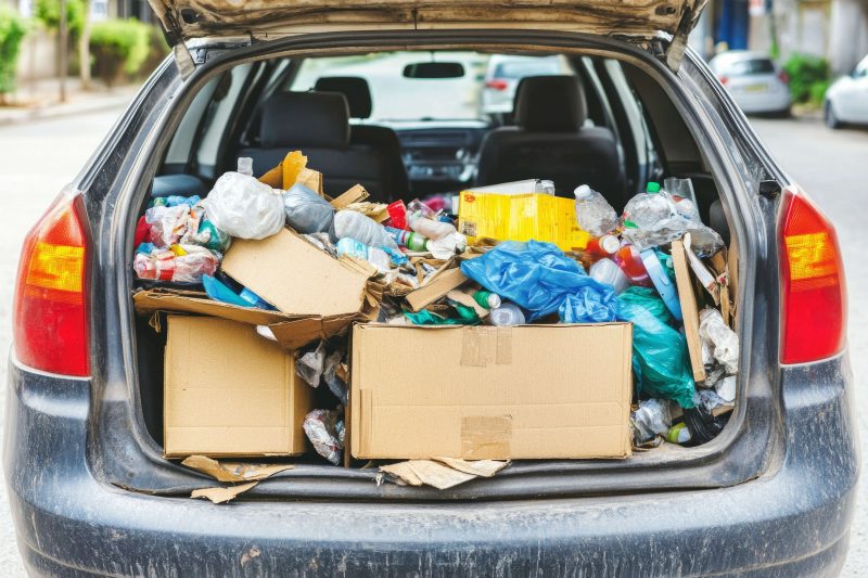 Messy car trunk