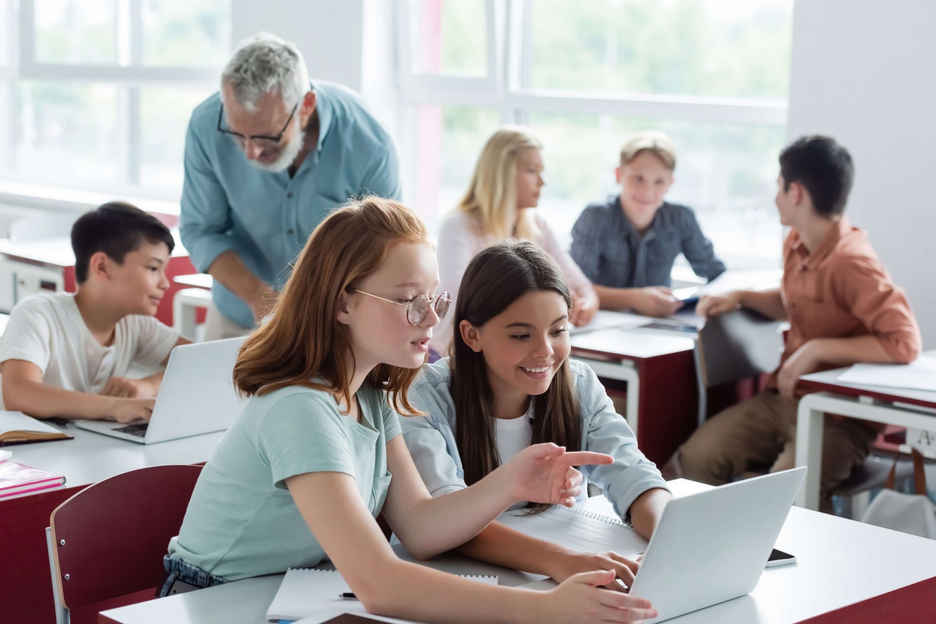 Students learning in a classroom