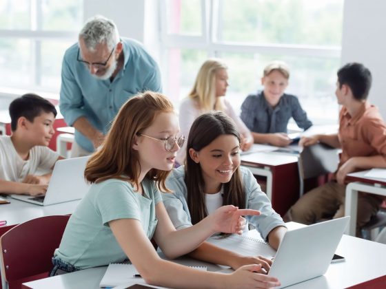 Students learning in a classroom