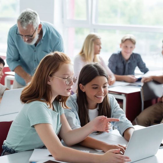 Students learning in a classroom