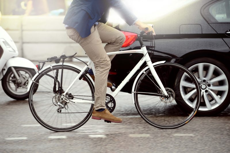 Cyclist and car